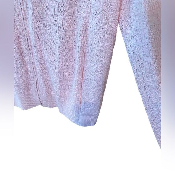 St. John By Marie Gray Sz M Soft Pink Wool Blend Logo Knit Resortwear Jacket - Picture 4 of 9